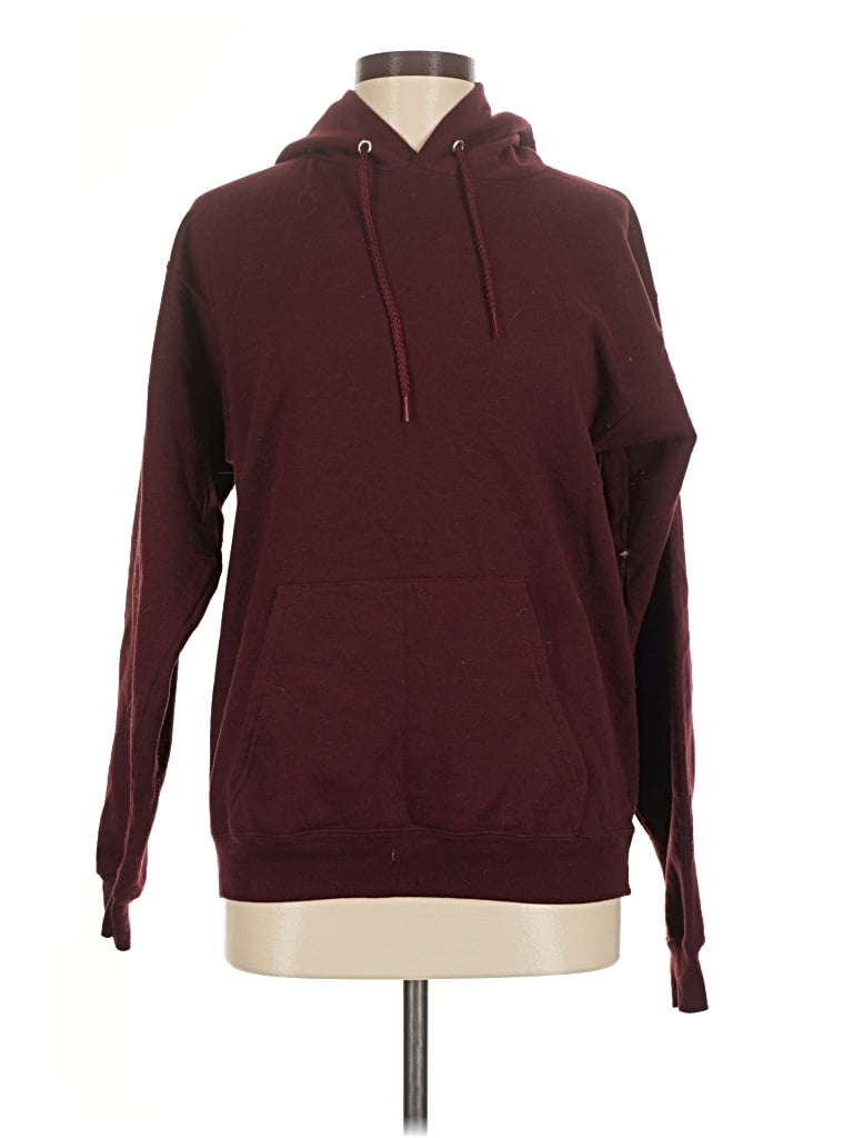 Pre-owned Hanes Pullover Hoodie In Burgundy