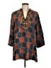 Soft Surroundings 100% Rayon Brown Teal 3/4 Sleeve Blouse Size L - photo 1