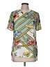 Daniel Rainn 100% Polyester Tropical Green Blue Short Sleeve Blouse Size M - photo 1