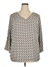 Pleione 100% Polyester Polka Dots Gray 3/4 Sleeve Blouse Size 1X - photo 1