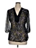 Elle 100% Polyester Black 3/4 Sleeve Blouse Size XL - photo 1