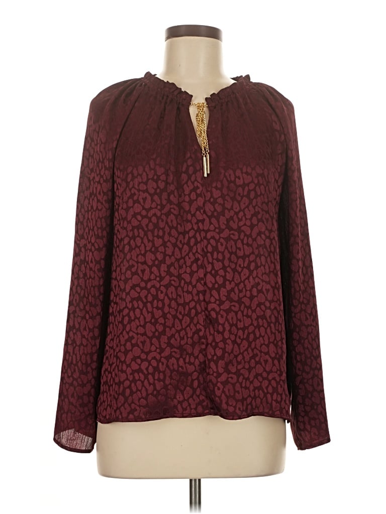 Pre-owned Michael Michael Kors Long Sleeve Blouse In Burgundy