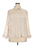 Zara 100% Polyloom Metallic Stripes Pink Ivory 3/4 Sleeve Blouse Size XXL - photo 1