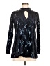 Silver 100% Polyester Blue Long Sleeve Blouse Size M - photo 1