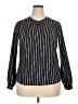 Lands' End 100% Polyester Stripes Blue Black Long Sleeve Blouse Size 16 - photo 1