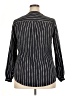 Lands' End 100% Polyester Stripes Blue Black Long Sleeve Blouse Size 16 - photo 2