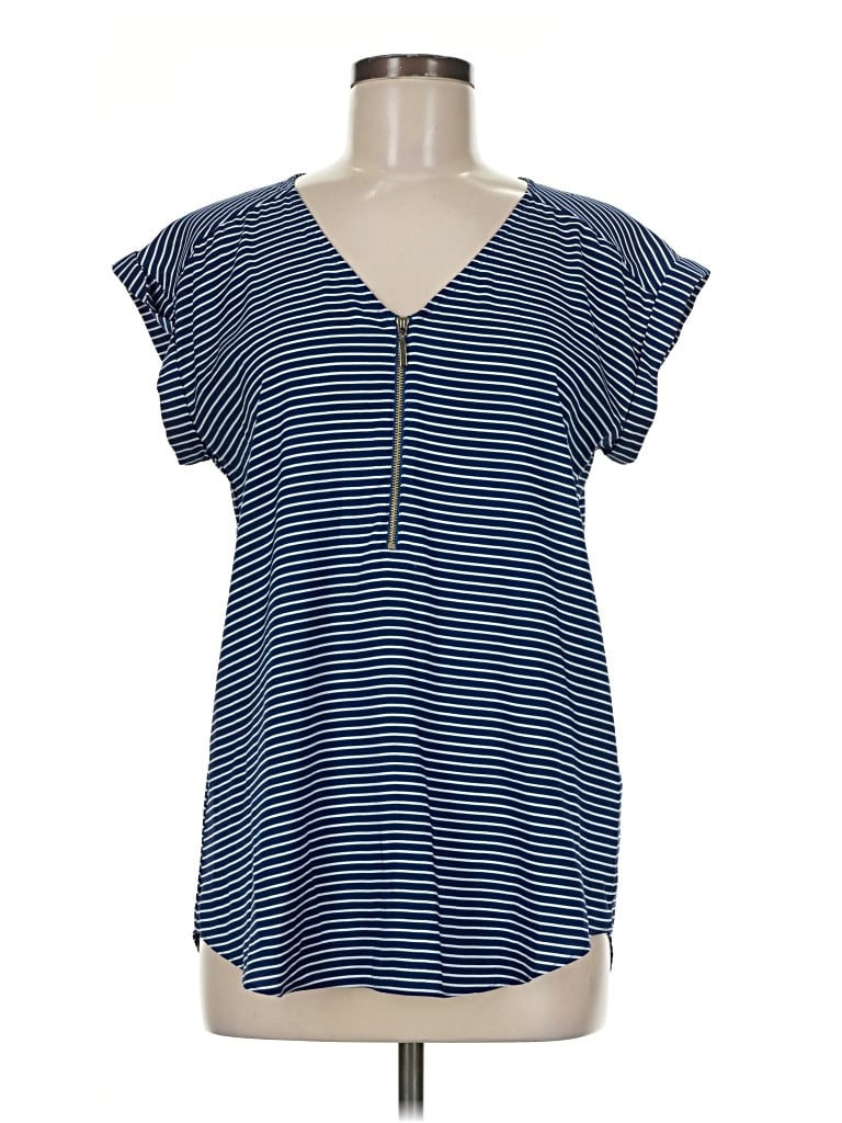 Pre-owned Express Short Sleeve Henley Shirt In Blue