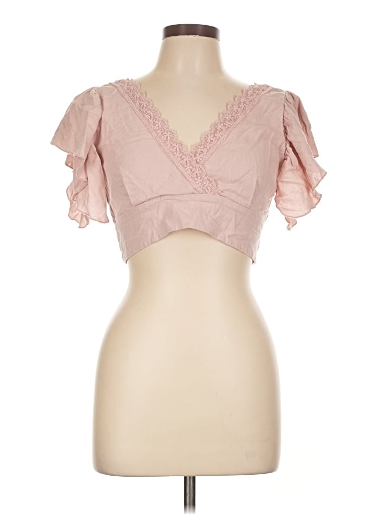 Pre-owned Love Tree Short Sleeve Blouse In Pink