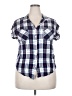 Jachs Girlfriend 100% Rayon Plaid Blue Short Sleeve Button-Down Shirt Size XXL - photo 1