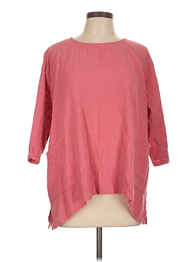 Pre-owned Zenana 3/4 Sleeve Top Pink Boatneck Tops