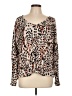 I.N. Studio Animal Print Brown Long Sleeve Top Size L - photo 1