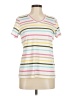 Assorted Brands Stripes Ivory Short Sleeve T-Shirt Size M - photo 1