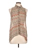 Ambiance Apparel 100% Polyester Chevron-herringbone Tan Sleeveless Blouse Size L - photo 1