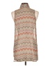 Ambiance Apparel 100% Polyester Chevron-herringbone Tan Sleeveless Blouse Size L - photo 2