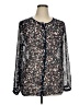 Ann Taylor LOFT 100% Polyester Brown Black Long Sleeve Blouse Size XL - photo 1