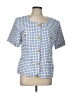 J. McLaughlin 100% Cotton Checkered-gingham Blue Blazer Size 12 - photo 1
