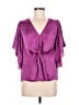 DKNY 100% Polyester Purple Short Sleeve Blouse Size M - photo 1