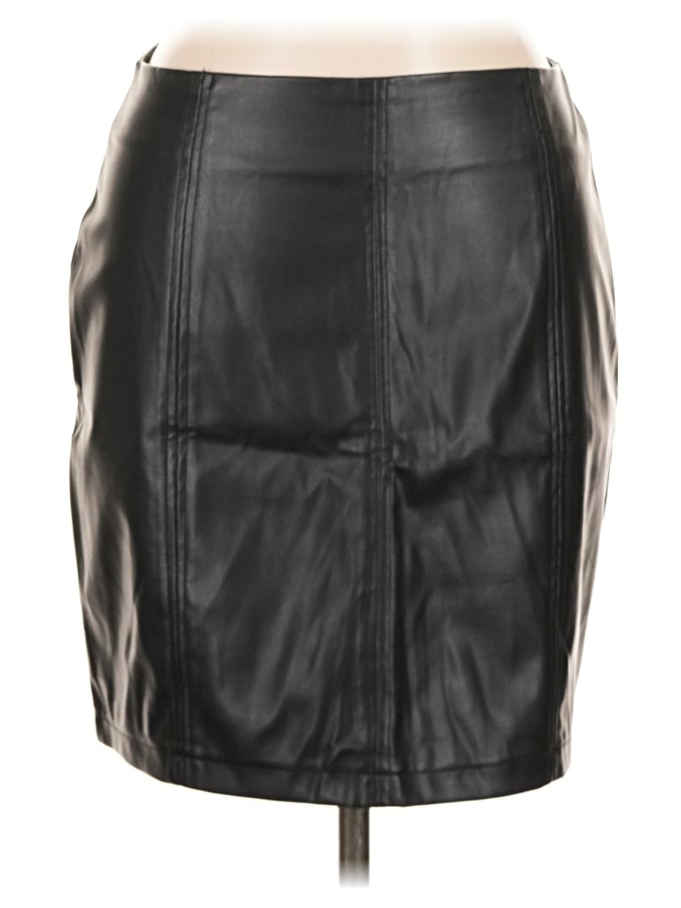 Pre-owned Mangopop Collection Faux Leather Skirt In Black
