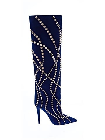 Christian Louboutin Suede Spiked Astrilarge Botta Pika Knee Boots (view 1)