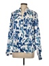Shein Curve Floral Blue Long Sleeve Blouse Size 12 - photo 1