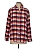 Beachly Plaid Burgundy Orange Long Sleeve Button-Down Shirt Size M - photo 1