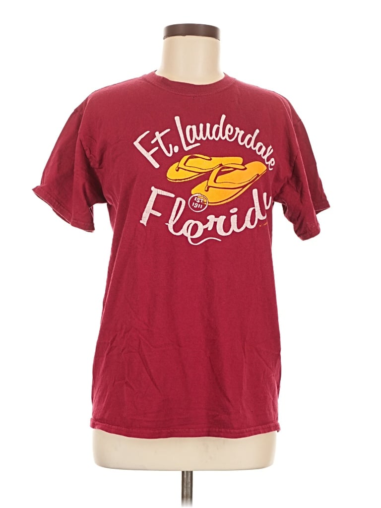 Pre-owned Gildan Short Sleeve T-shirt In Burgundy
