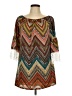 Win Win Chevron-herringbone Brown Casual Dress Size Lg - XL - photo 1