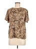 Faith and Joy Animal Print Brown Short Sleeve Blouse Size M - photo 1