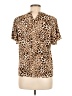 Faith and Joy Animal Print Brown Short Sleeve Blouse Size M - photo 2