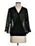 Solitaire 100% Polyester Black 3/4 Sleeve Blouse Size S - photo 1