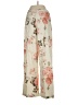 Shein 100% Polyester Floral Ivory Casual Pants Size S - photo 2