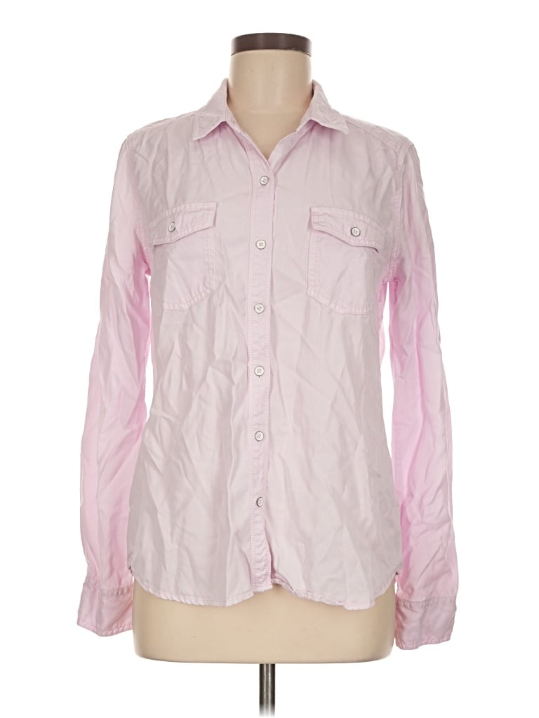 Pre-owned Halogen Long Sleeve Button Down Shirt In Pink