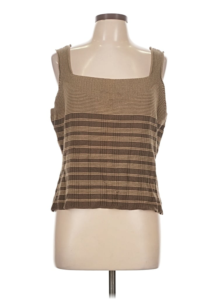 Pre-owned Dana Buchman Sleeveless Top Brown Square Neckline Tops