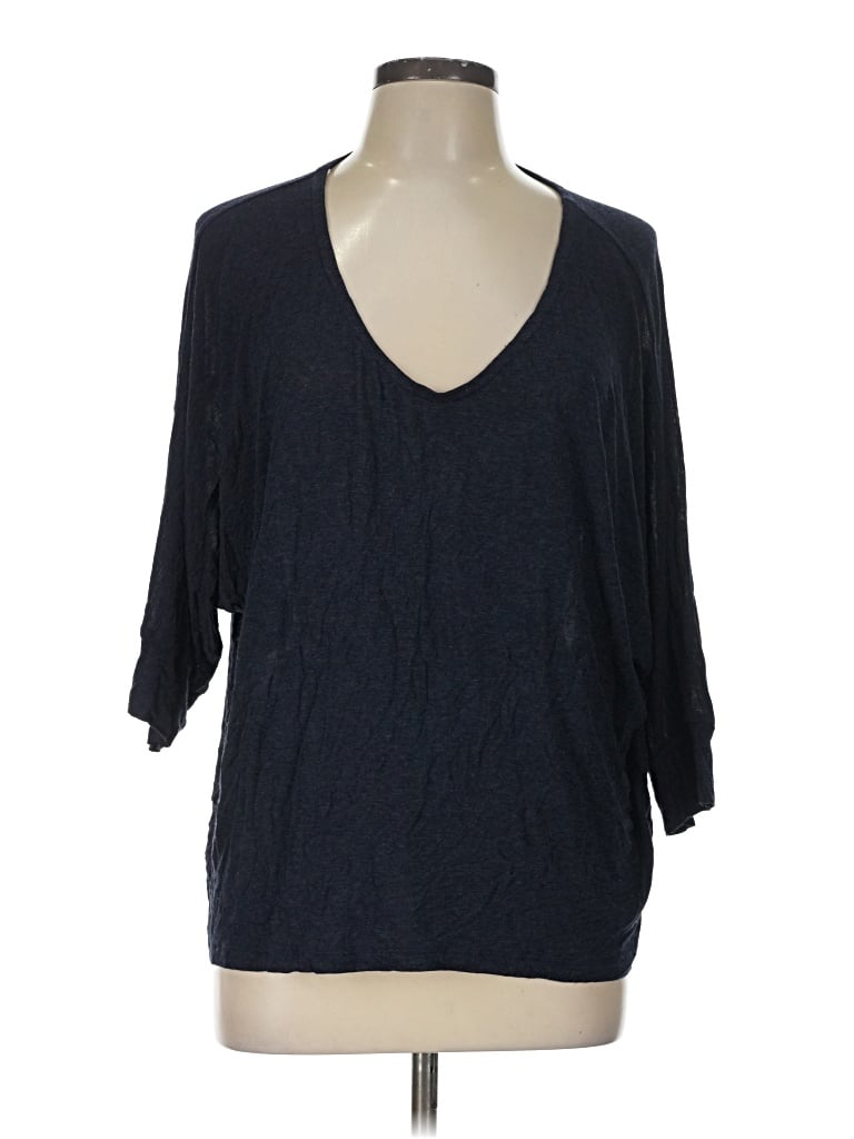 Pre-owned Splendid 3/4 Sleeve Top Blue V-neck Tops