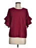 Japna 100% Polyester Burgundy Short Sleeve Blouse Size M - photo 1