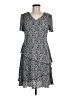 Connected Apparel 100% Polyester Stripes Floral White Gray Casual Dress Size 8 - photo 1