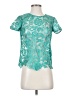 Bisou Bisou 100% Polyester Teal Short Sleeve Blouse Size XS - photo 1