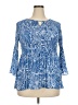 Sunny Leigh 100% Polyester Blue 3/4 Sleeve Blouse Size 4X - photo 1