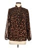 J.Crew Animal Print Brown Long Sleeve Blouse Size M - photo 1