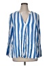 Ruby Rd. 100% Rayon Stripes Blue Long Sleeve Blouse Size XL - photo 1