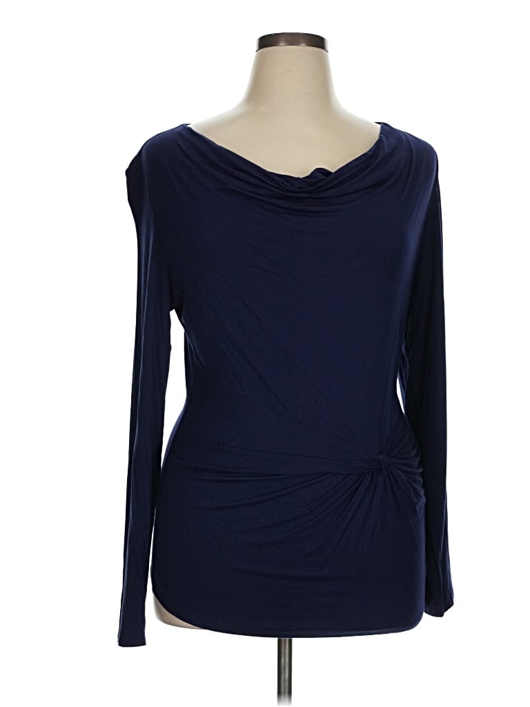 Pre-owned Laundry By Shelli Segal Long Sleeve Top Blue Cowl Neck Tops