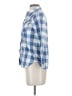 Johnnie b 100% Cotton Checkered-gingham Blue 3/4 Sleeve Button-Down Shirt Size XS - photo 5