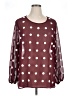 Pleione 100% Polyester Polka Dots Burgundy 3/4 Sleeve Blouse Size 1X - photo 1