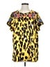 See and Be Seen 100% Polyester Animal Print Yellow Short Sleeve Blouse Size S - photo 1