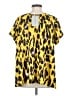 See and Be Seen 100% Polyester Animal Print Yellow Short Sleeve Blouse Size S - photo 2