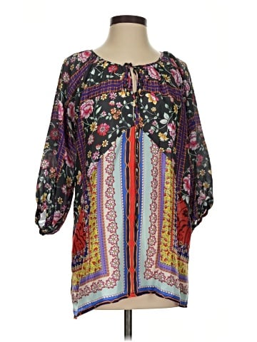 Johnny Was 3/4 Sleeve Silk Top (view 1)