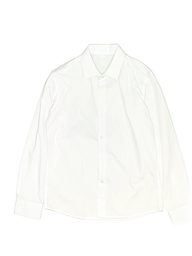 Pre-owned Unbranded Kids' Long Sleeve Button Down Shirt In Ivory