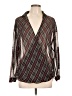 Bishop + Young Argyle Brown Long Sleeve Blouse Size L - photo 1
