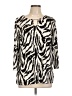 Emily Daniels Animal Print Ivory 3/4 Sleeve Blouse Size L - photo 1