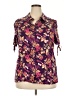 Hell Bunny 100% Viscose Floral Purple Short Sleeve Blouse Size 3XL - photo 1